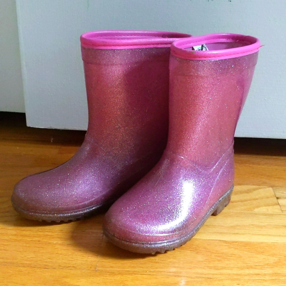 Pink glitter rain boots